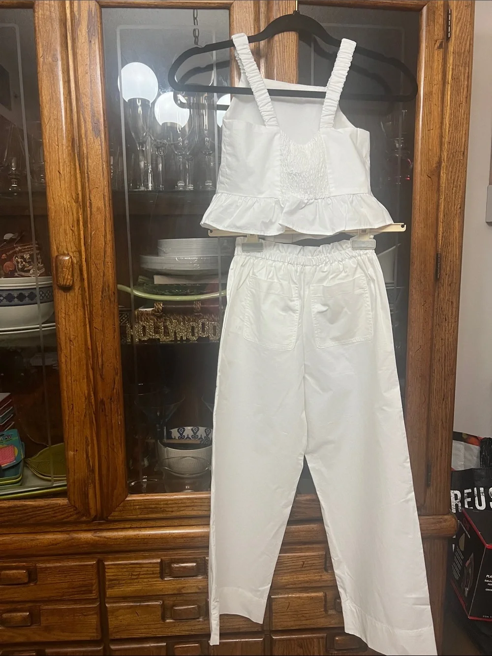 Zara girls White Two-Piece Ruffle Tank & Wide-Leg Pants Set